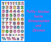 Puffy Sticker Glitzer Zahlen und Zeichen