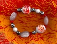 Modeschmuck Armband orange-rot-wei