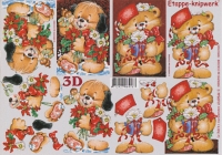 3D - Bogen - Motiv Weihnachtshundchen mit Blumen