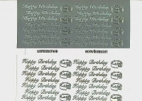 1 Bogen Sticker - silber -  Schriftzge Happy Birthday