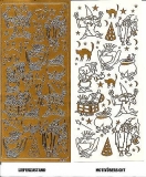 1 Bogen Ziersticker - Motiv Hexen und Zauberer - gold